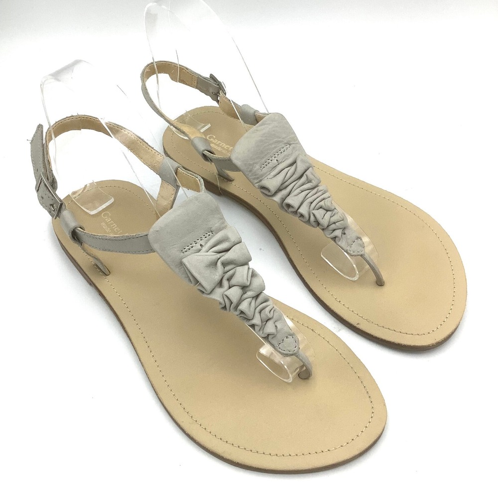 Garnet Hill Women Shoes Leather Ruffled Flats Tongue‎ Sandals Made in Italy 8